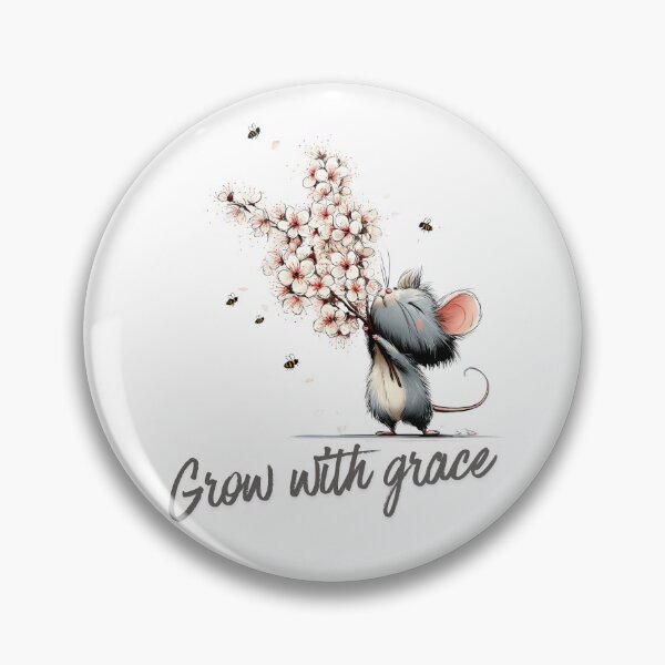 Item preview, Grow With Grace Cute Mouse Floral Inspirational Quote designed and sold by CleanDecor.