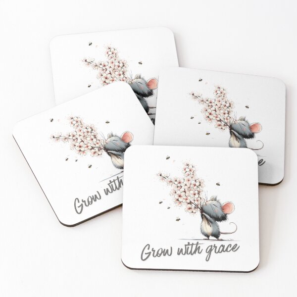 Item preview, Grow With Grace Cute Mouse Floral Inspirational Quote designed and sold by CleanDecor.