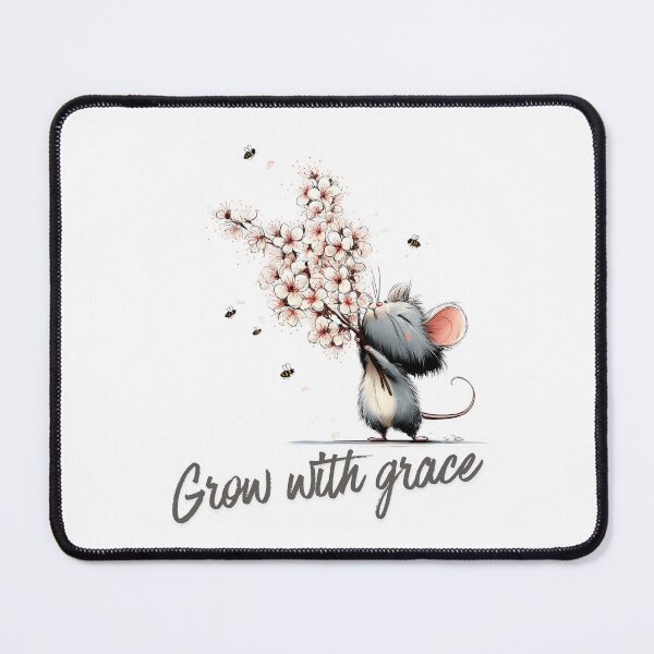Item preview, Grow With Grace Cute Mouse Floral Inspirational Quote designed and sold by CleanDecor.