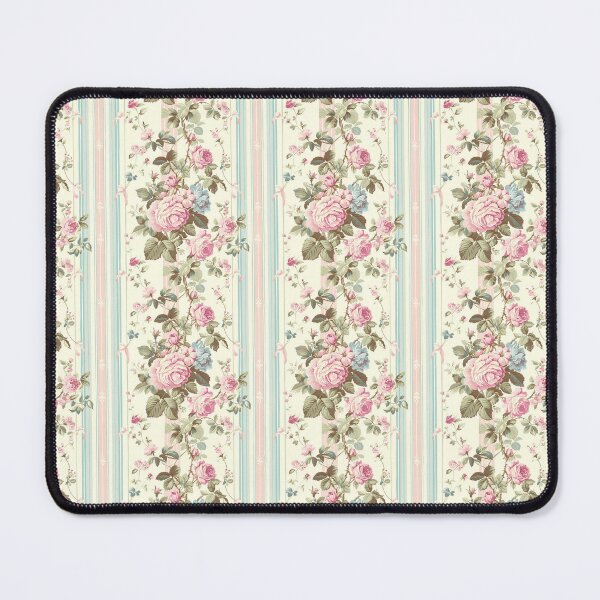 Item preview, Vintage Pink French Rose Floral and Stripes designed and sold by LouieVanille.