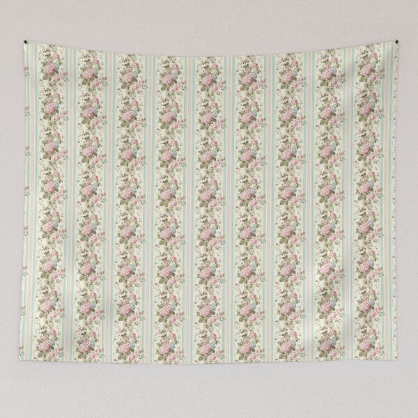 Item preview, Vintage Pink French Rose Floral and Stripes designed and sold by LouieVanille.