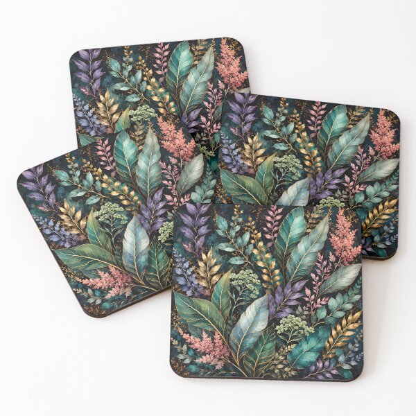 Item preview, Moody Botanical Leaves with Gold Accents designed and sold by Aureva Arts Shop.