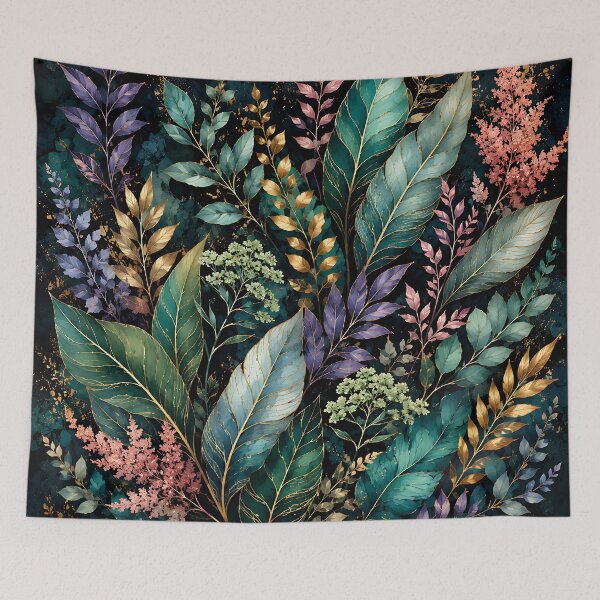 Item preview, Moody Botanical Leaves with Gold Accents designed and sold by Aureva Arts Shop.