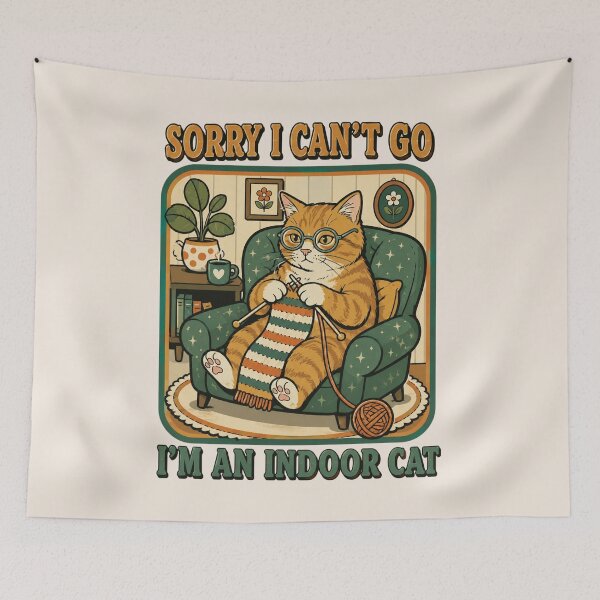 Item preview, Sorry I Can't Go I'm an Indoor Cat, Funny Cat, Introvert, Sarcastic Quote designed and sold by Sprinkle12345.