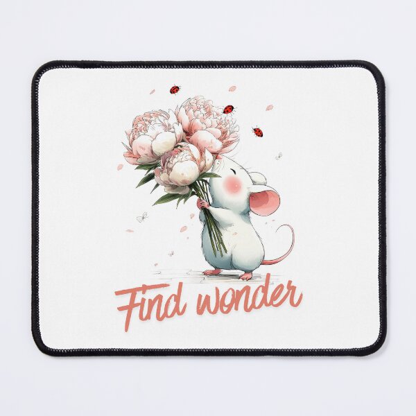 Item preview, Find Wonder Cute Mouse Floral Inspirational Quote designed and sold by CleanDecor.