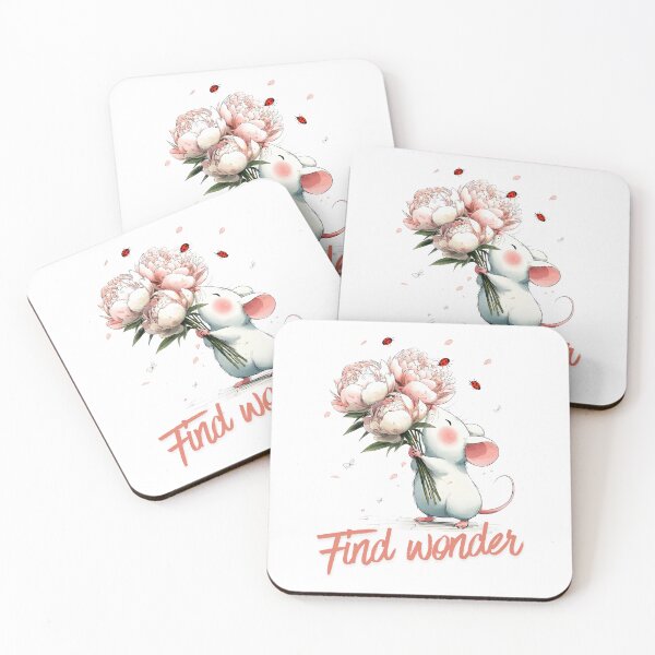 Item preview, Find Wonder Cute Mouse Floral Inspirational Quote designed and sold by CleanDecor.