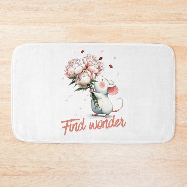 Item preview, Find Wonder Cute Mouse Floral Inspirational Quote designed and sold by CleanDecor.