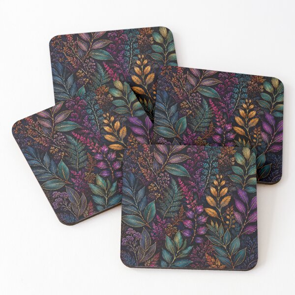 Item preview, Midnight Botanical Leaf Pattern in Jewel Tones designed and sold by Aureva Arts Shop.