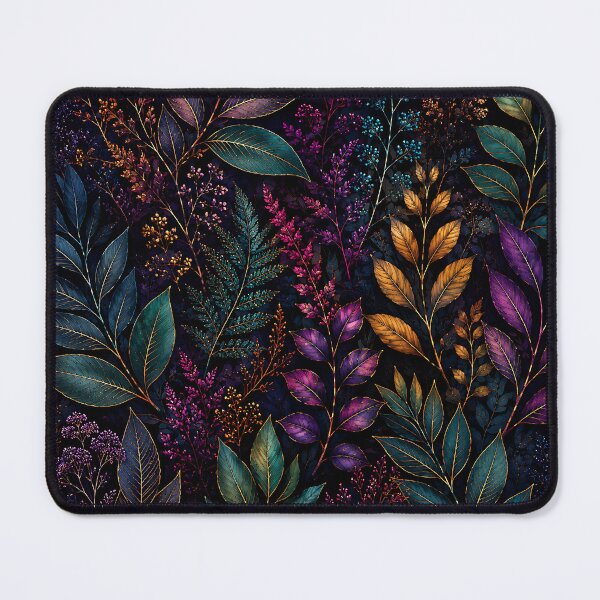 Item preview, Midnight Botanical Leaf Pattern in Jewel Tones designed and sold by Aureva Arts Shop.