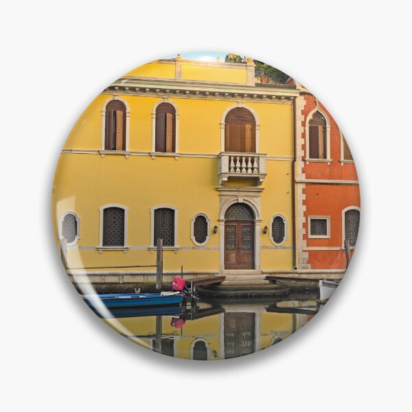 Item preview, Old colourful houses and boats, reflection in canal of Chioggia, Italy designed and sold by goceris.