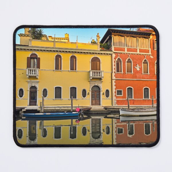 Item preview, Old colourful houses and boats, reflection in canal of Chioggia, Italy designed and sold by goceris.