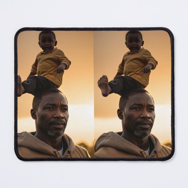 Item preview, Portrait - Afro-descendant Father Figure and Child, Golden Light designed and sold by Beat-It.