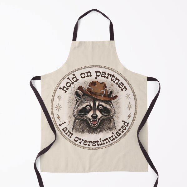 Item preview, Hold On Partner I'm Overstimulated Cowboy Raccoon Vintage designed and sold by gear-posters.