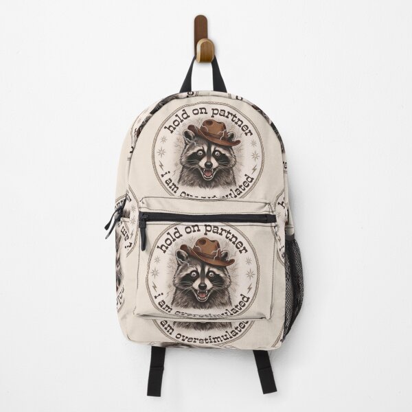Item preview, Hold On Partner I'm Overstimulated Cowboy Raccoon Vintage designed and sold by gear-posters.