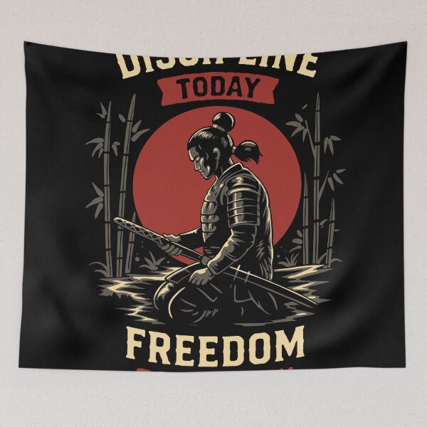 Item preview, Discipline Today Freedom Tomorrow Samurai T-Shirt designed and sold by phsycartwork.