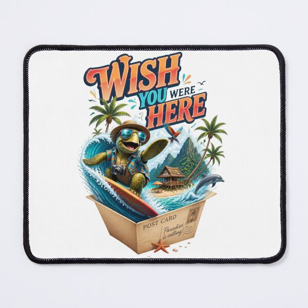 Item preview, Wish You Were Here Surfing Turtle Postcard designed and sold by Sovereign Supply Co..
