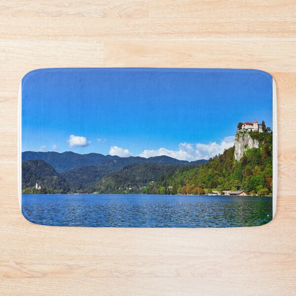 Item preview, Lake Bled with Bled Castle and Pilgrimage Church of the Assumption of Maria, summer season, Slovenia designed and sold by goceris.