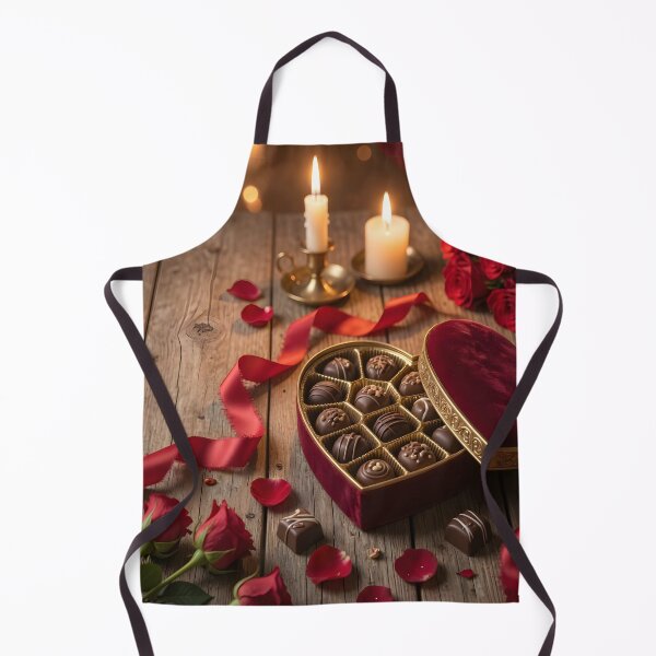 Item preview, Romantic Chocolate Heart Gift Box with Roses & Candlelight | Luxury Valentine Art Print designed and sold by DreamyWallVibes.
