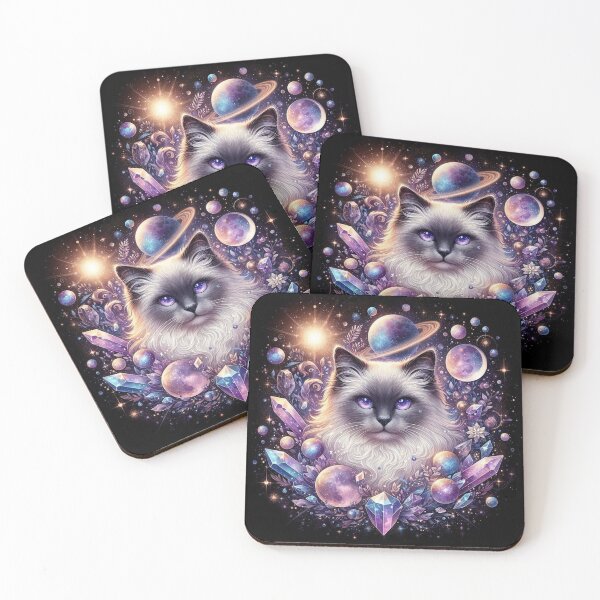Item preview, Cosmic Cat with Violet Eyes – Mystical Fantasy Art designed and sold by Dogandesighn.