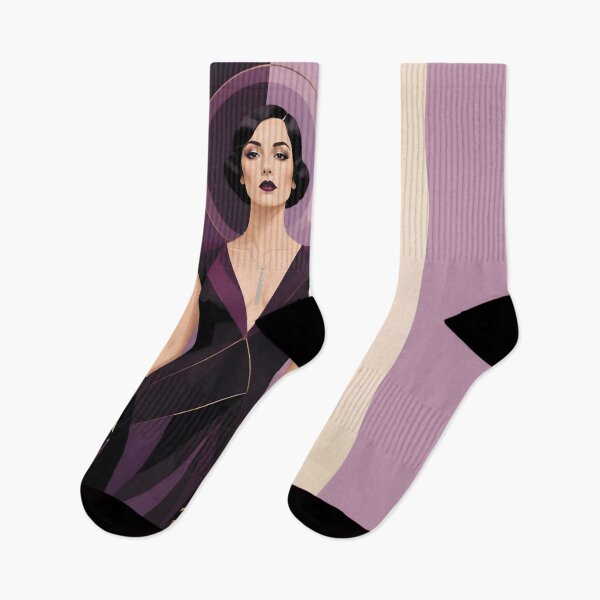 Item preview, 1920s Flapper Woman with black hair in Modern Minimalist Art Style with purple variation 3 designed and sold by Lucia Amaris Art.