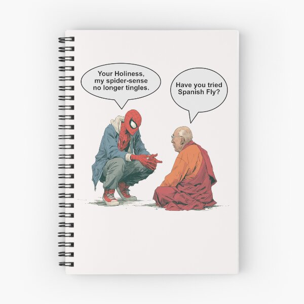 Item preview, Friendly Neighborhood Web Hero Seeks Wisdom from a Mountain Sage | Funny Superhero Parody Art designed and sold by Ignorant-Artist.