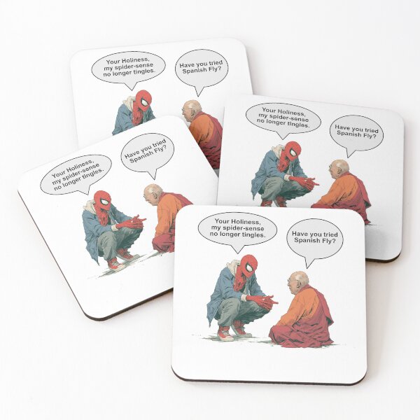 Item preview, Friendly Neighborhood Web Hero Seeks Wisdom from a Mountain Sage | Funny Superhero Parody Art designed and sold by Ignorant-Artist.
