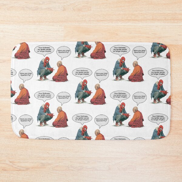Item preview, Friendly Neighborhood Web Hero Seeks Wisdom from a Mountain Sage | Funny Superhero Parody Art designed and sold by Ignorant-Artist.