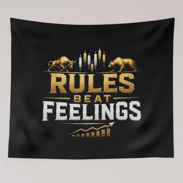Item preview, Rules Beat Feelings Trading Psychology Forex Trader Design designed and sold by PipForgeStudio .