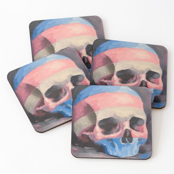 Item preview, Trans Pride Skull painting designed and sold by Doug Paints.