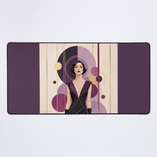 Item preview, 1920s Flapper Woman with black hair in Modern Minimalist Art Style with purple variation 4 designed and sold by Lucia Amaris Art.