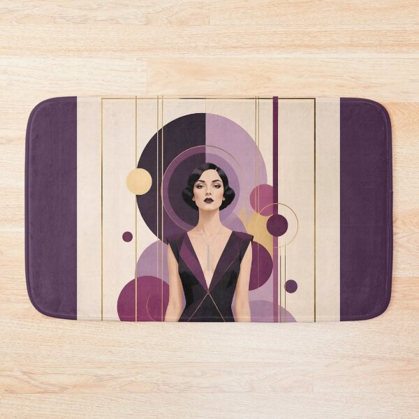 Item preview, 1920s Flapper Woman with black hair in Modern Minimalist Art Style with purple variation 4 designed and sold by Lucia Amaris Art.