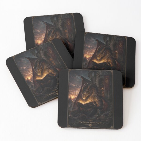 Item preview, The Dragon Reads at Dusk Fantasy Poster  designed and sold by Sketchlegacy.