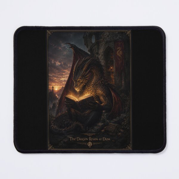 Item preview, The Dragon Reads at Dusk Fantasy Poster designed and sold by Sketchlegacy.