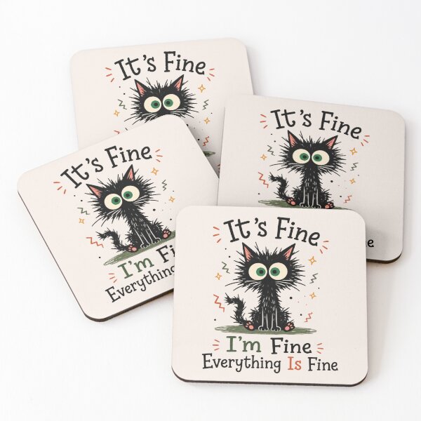 Item preview, It's Fine I'm Fine Everything Is Fine, Cute Black Cat, Sarcasm, Everything Is Fine, Funny Cat, Funny Gift Cat Lover designed and sold by Sprinkle12345.