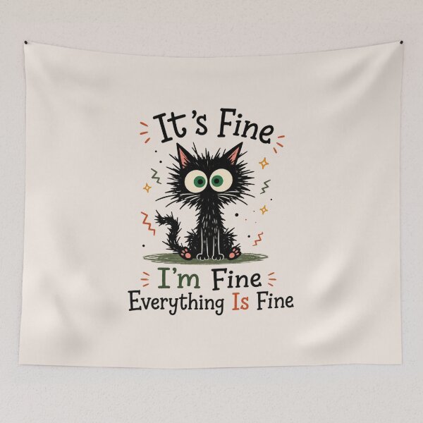 Item preview, It's Fine I'm Fine Everything Is Fine, Cute Black Cat, Sarcasm, Everything Is Fine, Funny Cat, Funny Gift Cat Lover designed and sold by Sprinkle12345.