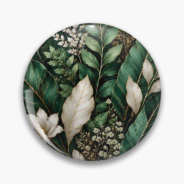 Item preview, Emerald Green Botanical Leaves Gold Floral Art designed and sold by Aureva Arts Shop.