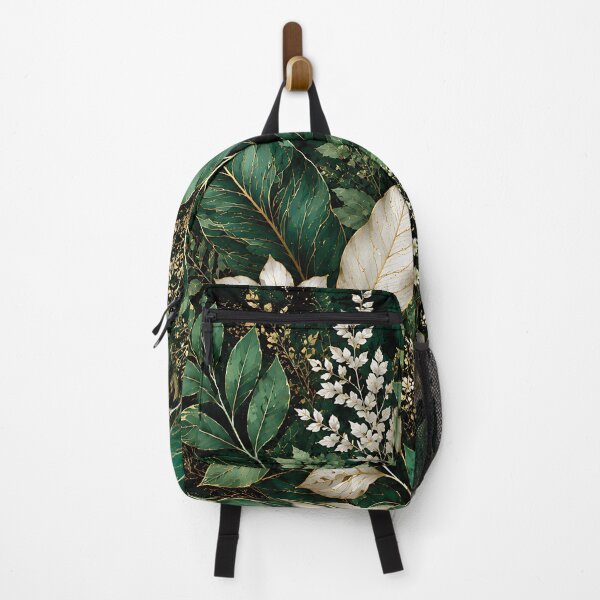 Item preview, Emerald Green Botanical Leaves Gold Floral Art designed and sold by Aureva Arts Shop.