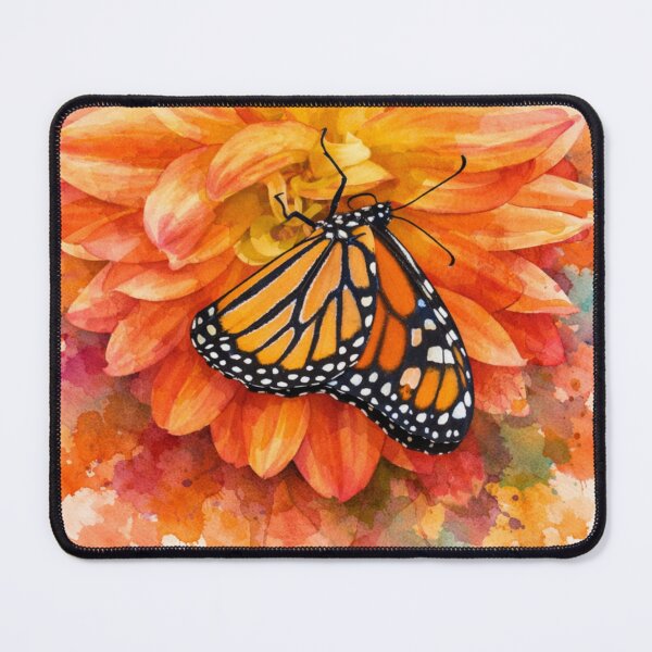 Item preview, Watercolor Dahlia with Monarch Butterfly designed and sold by Bergenline Artworks.
