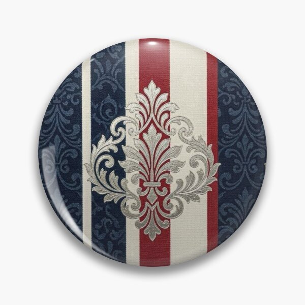 Item preview, Dusk White & Red & Blue Striped Silver Damask designed and sold by DesignsByPrnces.