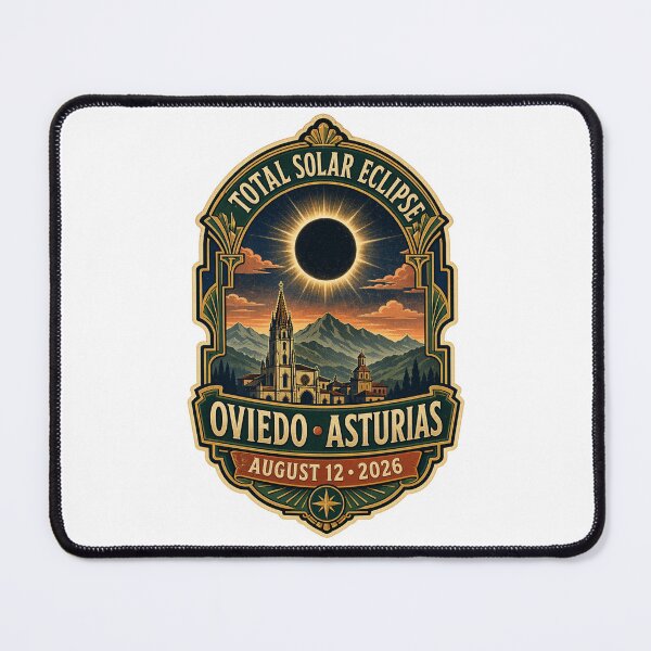 Item preview, Total Solar Eclipse Oviedo Asturias 2026 August 12 Vintage Art Deco Event Design designed and sold by Print Loft.
