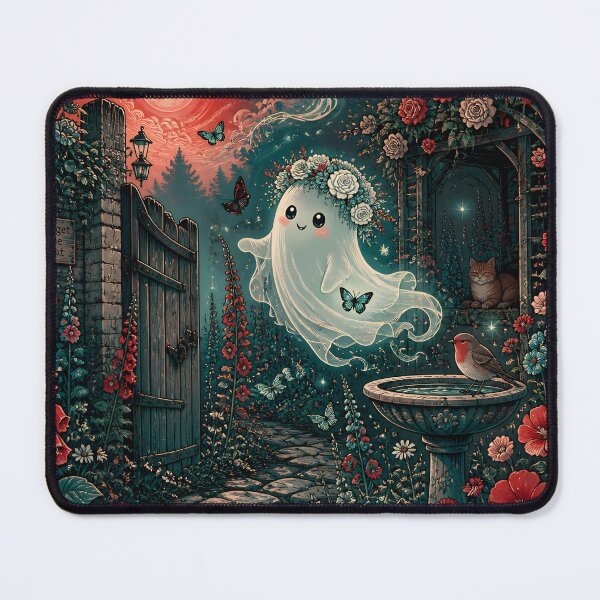 Item preview, Whimsical Ghost in Moonlit Garden designed and sold by Shelley Loewnau-Jones Studio.