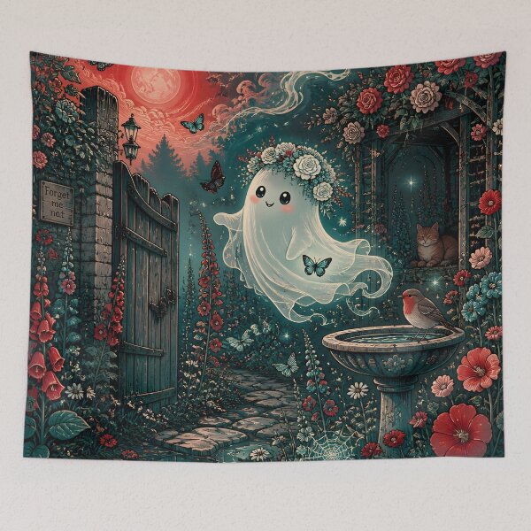 Item preview, Whimsical Ghost in Moonlit Garden designed and sold by Shelley Loewnau-Jones Studio.