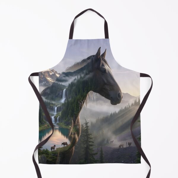 Item preview, Majestic Horse Double Exposure Waterfall Landscape | Nature Fantasy Wall Art designed and sold by DreamyWallVibes.