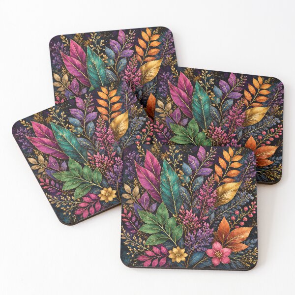 Item preview, Botanical Fantasy Leaves Gold Dark Floral Digital Art designed and sold by Aureva Arts Shop.