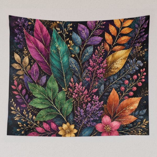 Item preview, Botanical Fantasy Leaves Gold Dark Floral Digital Art designed and sold by Aureva Arts Shop.