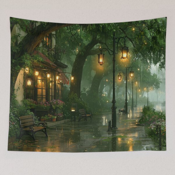 Item preview, Rainy Garden Cafe Cozy Botanical Scene designed and sold by Rtymer.