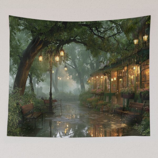 Item preview, Rainy Garden Cafe Cozy Botanical Scene designed and sold by Rtymer.