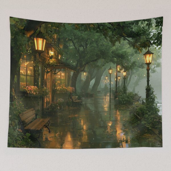 Item preview, Rainy Garden Cafe Cozy Botanical Scene designed and sold by Rtymer.