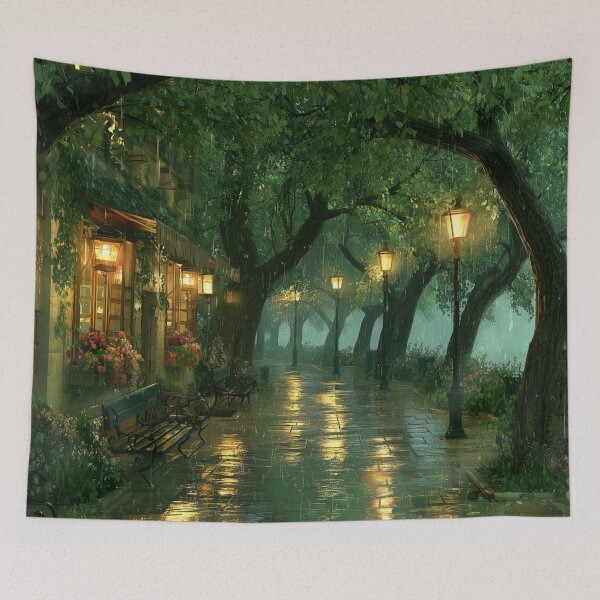 Item preview, Rainy Garden Cafe Cozy Botanical Scene designed and sold by Rtymer.