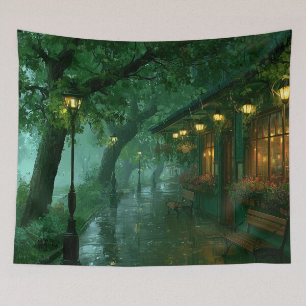 Item preview, Rainy Garden Cafe Cozy Botanical Scene designed and sold by Rtymer.
